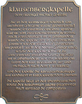 Bronzetafel Klausenberg-Kapelle Bronzetafel Klausenberg-Kapelle