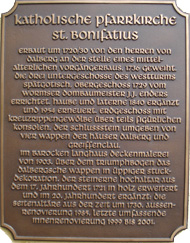 Bronzetafel St. Bonifatius Kirche Bronzetafel St. Bonifatius Kirche